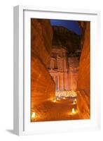 Treasury Lit by Candles at Night, Petra, Jordan, Middle East-Neil Farrin-Framed Photographic Print