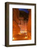 Treasury Lit by Candles at Night, Petra, Jordan, Middle East-Neil Farrin-Framed Photographic Print