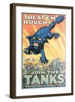 Treat'Em Rough! Join The Tanks-August Hutof-Framed Art Print