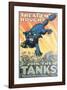 Treat'Em Rough! Join The Tanks-August Hutof-Framed Art Print