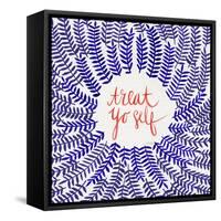 Treat Yo Self Coral Navy-Cat Coquillette-Framed Stretched Canvas