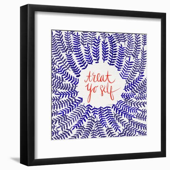 Treat Yo Self Coral Navy-Cat Coquillette-Framed Art Print