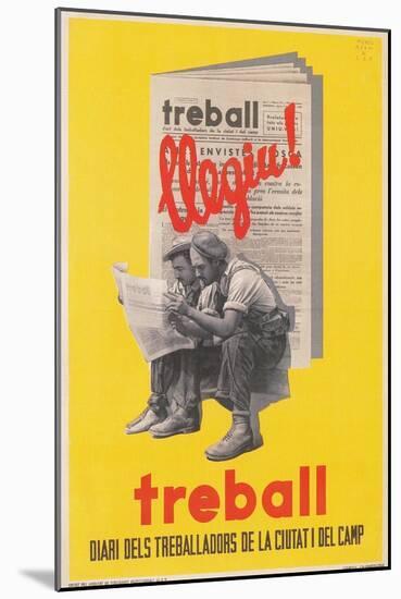 Treball, Advertisement for Catalan Labor Newspaper-null-Mounted Giclee Print