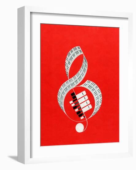 Treble Clef Musical Note with Keyboards, 1946 (Colour Litho)-American School-Framed Giclee Print