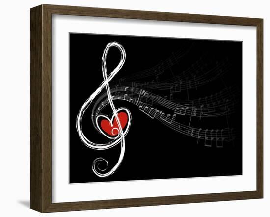 Treble Love and Music Notes-fat_fa_tin-Framed Art Print