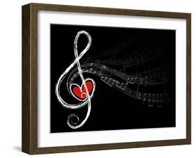 Treble Love and Music Notes-fat_fa_tin-Framed Art Print