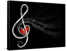 Treble Love and Music Notes-fat_fa_tin-Framed Stretched Canvas