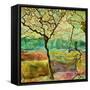 Tree And A Bird-Hyunah Kim-Framed Stretched Canvas