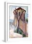 Tree and House-Amedeo Modigliani-Framed Art Print