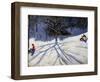 Tree and Two Tobogganers-Andrew Macara-Framed Giclee Print