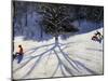 Tree and Two Tobogganers-Andrew Macara-Mounted Giclee Print