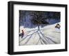 Tree and Two Tobogganers-Andrew Macara-Framed Premium Giclee Print