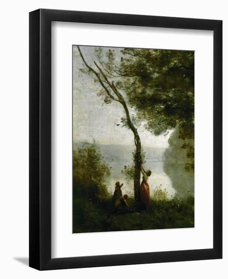 Tree and Woman, Souvenir of Mortefontaine, France-Jean-Baptiste-Camille Corot-Framed Premium Giclee Print