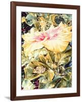 Tree Frog and White, Yellow and Pink Hibiscus, 1989-Sandra Lawrence-Framed Giclee Print