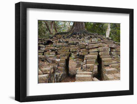 Tree Growing on Ruins of Ancient Spean Thmor Bridge, Siem Reap-David Wall-Framed Photographic Print