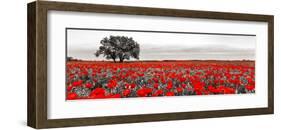 Tree in a poppy field-null-Framed Giclee Print