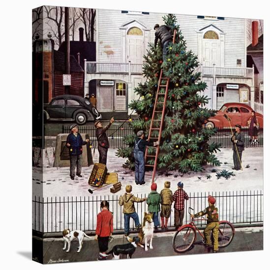 "Tree in Town Square," December 4, 1948-Stevan Dohanos-Stretched Canvas