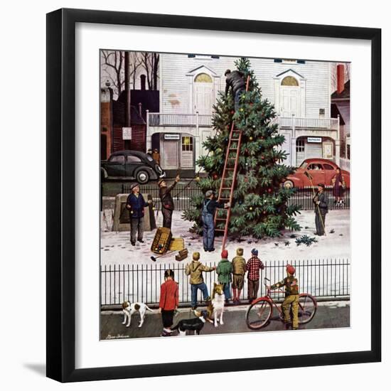"Tree in Town Square," December 4, 1948-Stevan Dohanos-Framed Giclee Print