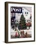 "Tree in Town Square," Saturday Evening Post Cover, December 4, 1948-Stevan Dohanos-Framed Giclee Print