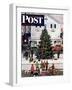 "Tree in Town Square," Saturday Evening Post Cover, December 4, 1948-Stevan Dohanos-Framed Giclee Print