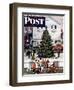 "Tree in Town Square," Saturday Evening Post Cover, December 4, 1948-Stevan Dohanos-Framed Giclee Print