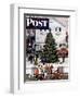 "Tree in Town Square," Saturday Evening Post Cover, December 4, 1948-Stevan Dohanos-Framed Giclee Print