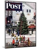 "Tree in Town Square," Saturday Evening Post Cover, December 4, 1948-Stevan Dohanos-Mounted Giclee Print