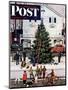 "Tree in Town Square," Saturday Evening Post Cover, December 4, 1948-Stevan Dohanos-Mounted Giclee Print