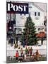 "Tree in Town Square," Saturday Evening Post Cover, December 4, 1948-Stevan Dohanos-Mounted Giclee Print