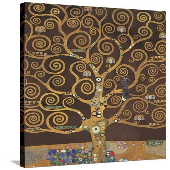 Tree of Life (Brown Variation) II-Gustav Klimt-Stretched Canvas