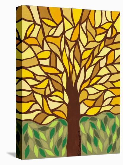 Tree of Life - Yellow-Kerri Ambrosino-Stretched Canvas