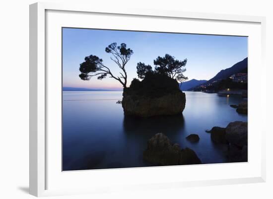 Tree on a Rock in the Sea, Brela, Makarska Riviera, Dalmatia, Croatia, Europe-Markus Lange-Framed Photographic Print