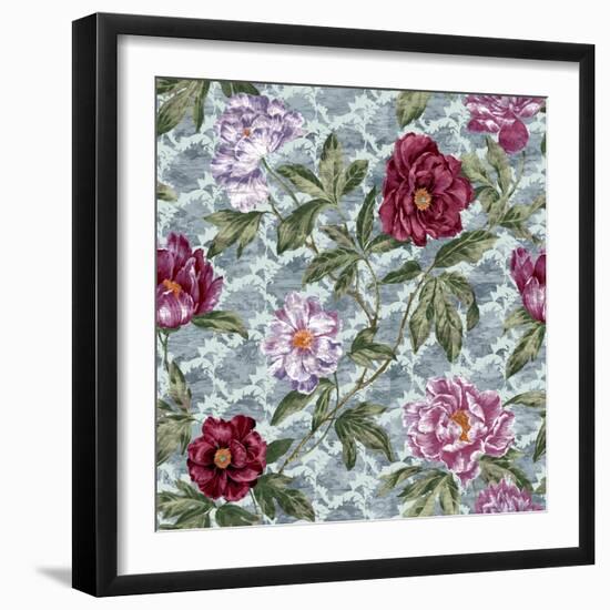 Tree Peony Scroll and Texture-Bill Jackson-Framed Giclee Print