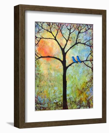 Tree Print Art Birds Sunshine Bluebirds-Blenda Tyvoll-Framed Art Print