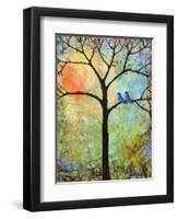 Tree Print Art Birds Sunshine Bluebirds-Blenda Tyvoll-Framed Art Print