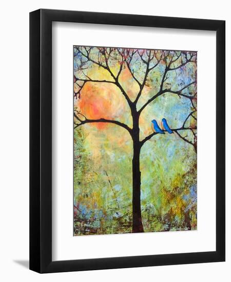 Tree Print Art Birds Sunshine Bluebirds-Blenda Tyvoll-Framed Art Print