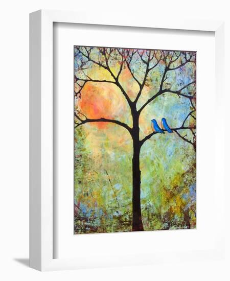 Tree Print Art Birds Sunshine Bluebirds-Blenda Tyvoll-Framed Art Print