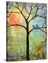 Tree Print Art Birds Sunshine Bluebirds-Blenda Tyvoll-Stretched Canvas