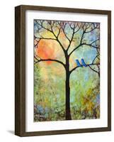 Tree Print Art Birds Sunshine Bluebirds-Blenda Tyvoll-Framed Art Print