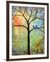 Tree Print Art Birds Sunshine Bluebirds-Blenda Tyvoll-Framed Art Print