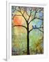 Tree Print Art Birds Sunshine Bluebirds-Blenda Tyvoll-Framed Art Print