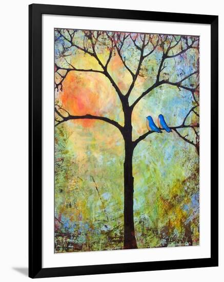 Tree Print Art Birds Sunshine Bluebirds-Blenda Tyvoll-Framed Art Print