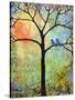 Tree Print Art Birds Sunshine Bluebirds-Blenda Tyvoll-Stretched Canvas