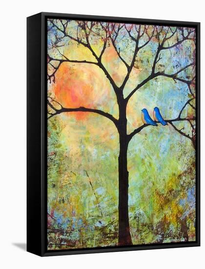 Tree Print Art Birds Sunshine Bluebirds-Blenda Tyvoll-Framed Stretched Canvas