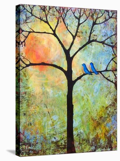 Tree Print Art Birds Sunshine Bluebirds-Blenda Tyvoll-Stretched Canvas