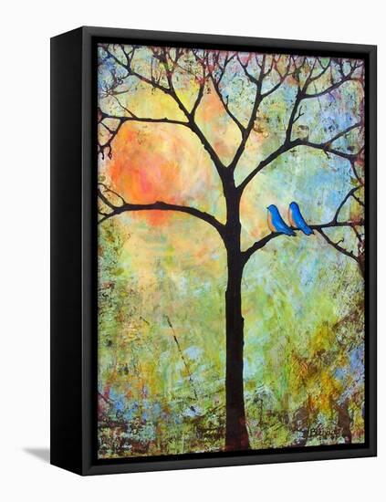 Tree Print Art Birds Sunshine Bluebirds-Blenda Tyvoll-Framed Stretched Canvas