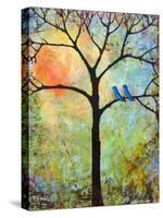 Tree Print Art Birds Sunshine Bluebirds-Blenda Tyvoll-Stretched Canvas