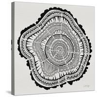 Tree Rings Black on White-Cat Coquillette-Stretched Canvas