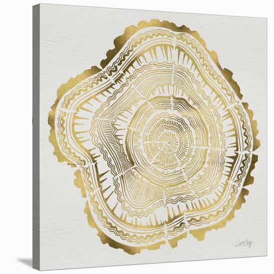 Tree Rings in Gold-Cat Coquillette-Stretched Canvas