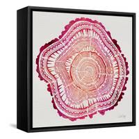 Tree Rings in Pink-Cat Coquillette-Framed Stretched Canvas